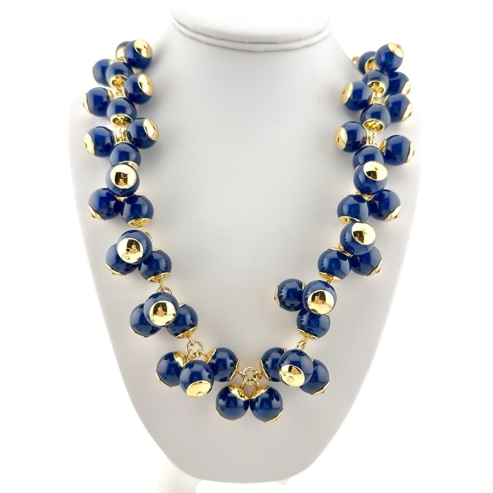 J. Crew Necklace and Bracelet Set in Navy Blue and Gold Tone - Picture 6 of 11